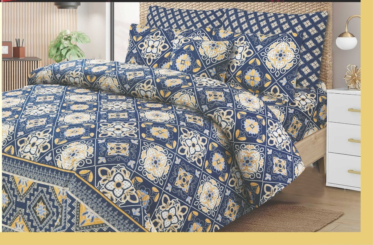 Classic Quilted & Printed 7-Piece Bedspread – Microfiber King Size Set