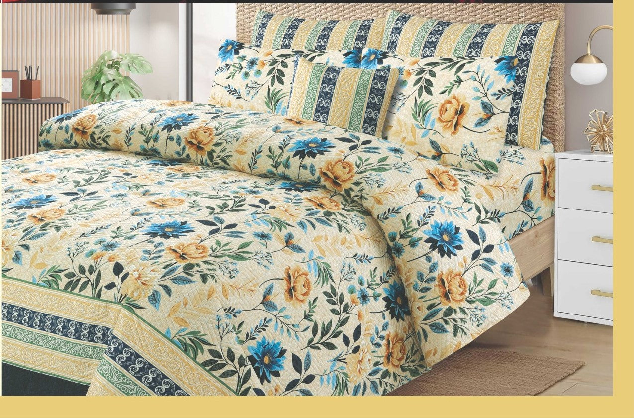 Classic Quilted & Printed 7-Piece Bedspread – Microfiber King Size Set
